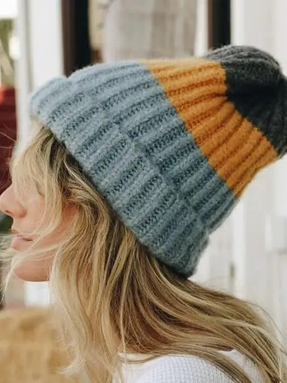 Color Block Knit Beanie