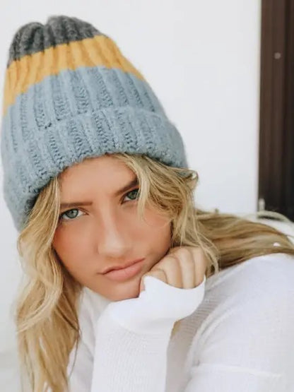 Color Block Knit Beanie